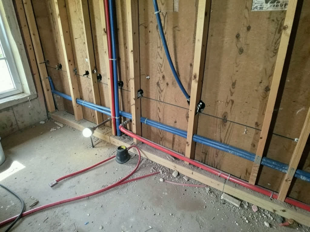 New PEX supply lines along framing